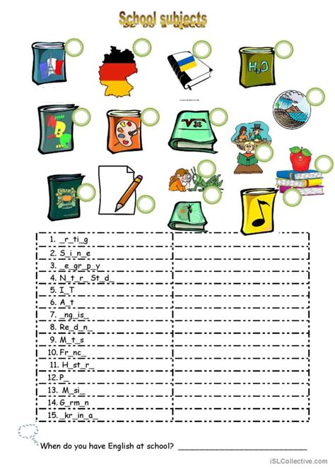 school subjects worksheet pictur…: English ESL worksheets pdf & doc