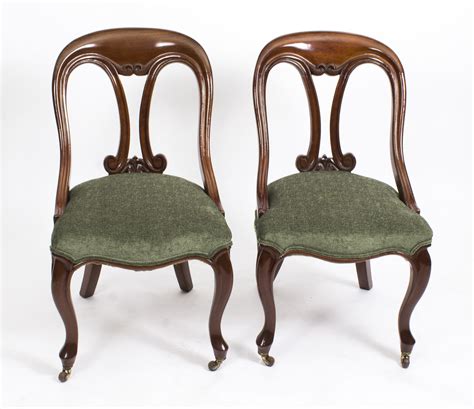 Antique Pair Victorian Mahogany Fiddle Back Side Chairs C1850