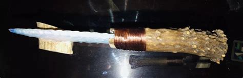 Fire Opal Blade Knife Deer Bone Antler Flint Knap Knapping Knives Art