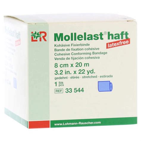 Mollelast haft color latexfrei Kohäsive Fixierbinde 8 cm x 20 m blau