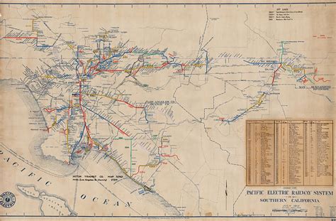 Map of the Pacific Electric Railway System of Southern California July ...