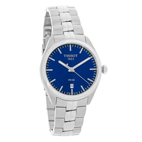 Tissot Mens Pr 100 Blue Dial Stainless Steel Quartz Watch T10141011