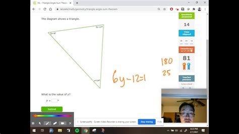 Ixl Geometry F2 Triangle Angle Sum Theorem Youtube