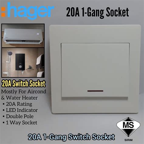 Quality Hager 20a 1 Gang Double Pole Switch Socket Sirim Approved For