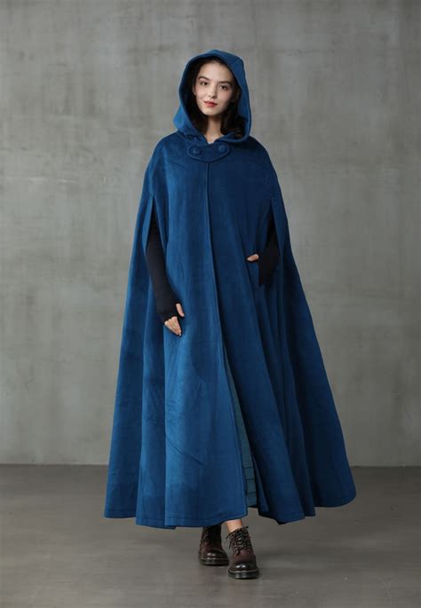 Linennaive Cloak Maxi Hooded Wool Coat Cloak Cashmere Etsy