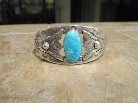 GENUINE OLD Fred Harvey Era Navajo Sterling Silver P Gem