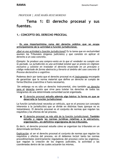 Apuntes completos Derecho procesal PROFESOR JOSÉ MARÍA RUIZ MORENO