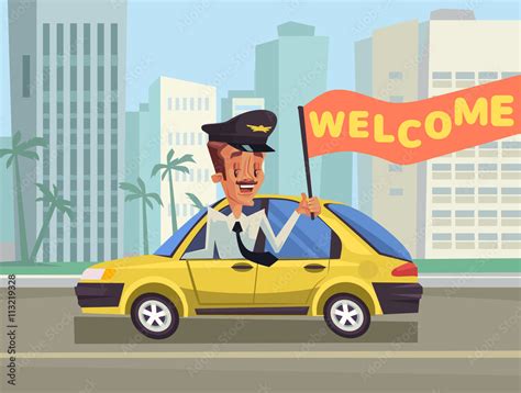 Welcome Taxi Greeting Taxi Happy Taxi Driver Yellow New York Taxi