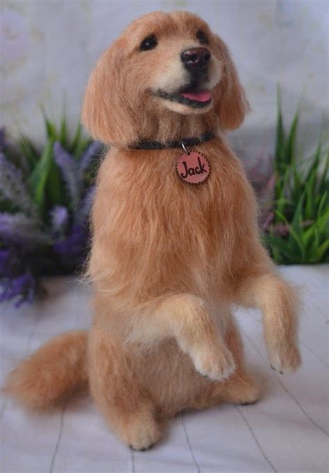 Needle Felted Golden Retriever Realistic Sculpture Of Your Pet Etsy