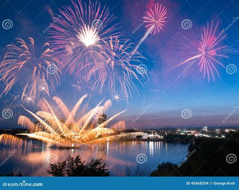 Lac Leamy Fireworks 2014 stock photo. Image of alexandra - 45668204