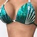 NPC IFBB WBFF Green Metallic Spandex Bikini Suit With Crystals