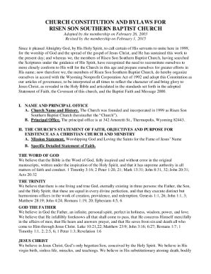 Fillable Online CHURCH CONSTITUTION AND BYLAWS FOR RISEN SON Fax