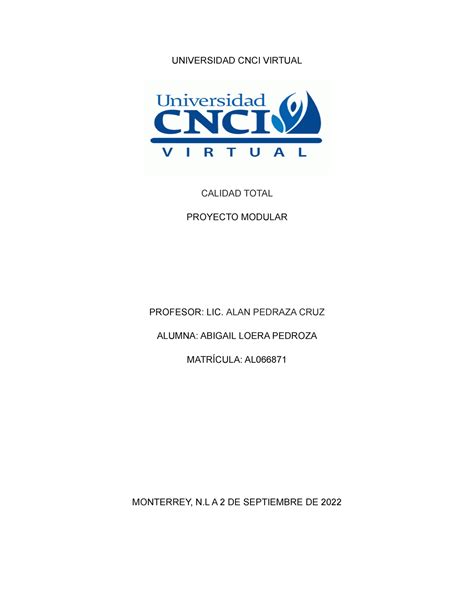 Proyecto Modular Universidad Cnci Universidad Cnci Virtual Calidad