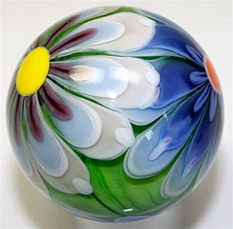 Brad Pearson Flower Power Marble Lampwork Glass Beads Glass Paperweights Glass Beads