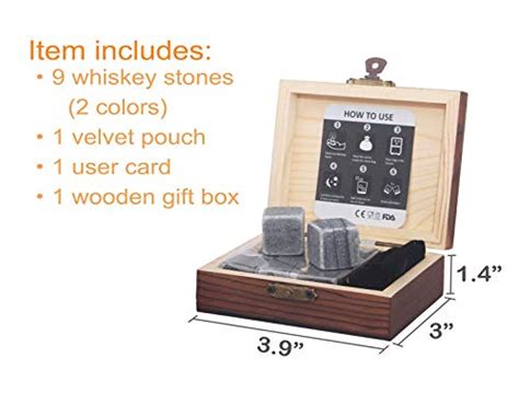 Juego De 9 Piedras De Whisky Para Regalo En Caja De Regalo De Mad