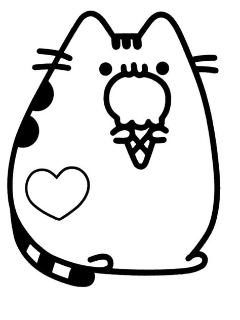 Coloriage Pusheen Mange De La Glace Télécharger Et Imprimer Gratuit