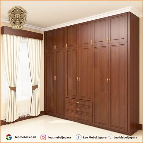 Lemari Pakaian Minimalis Modern Kayu Jati Solid