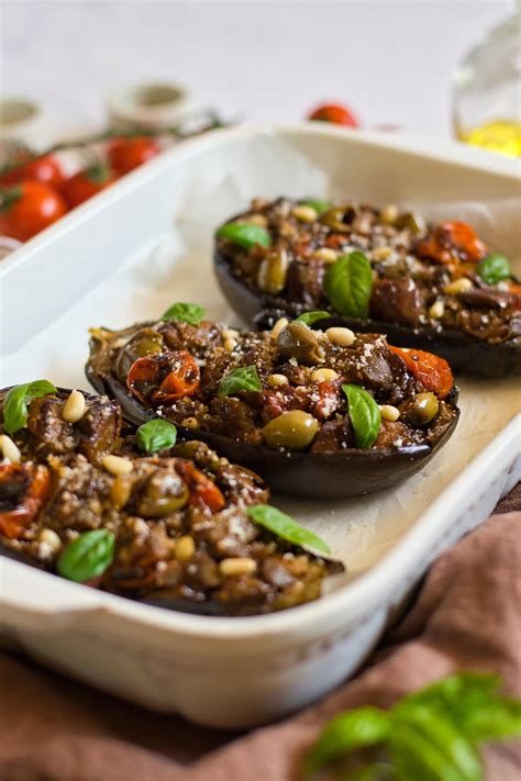 Vegan Stuffed Eggplant Mediterranean Stuffed Eggplant