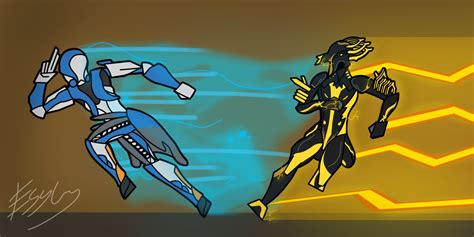 Artstation Warframe Volt Vs Gauss Drawing