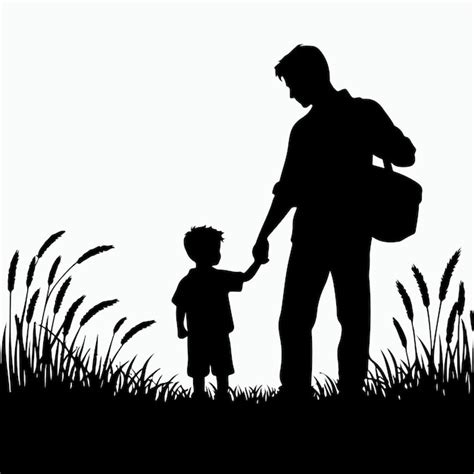 Father And Son Silhouette Vector Premium Ai Generated Vector