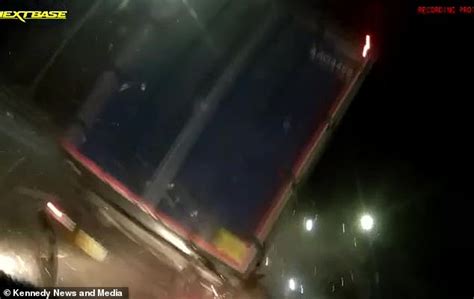 Trucking Hell Terrifying Moment Tradesmen Narrowly Escape Being