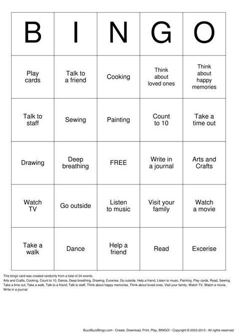 Therapy Bingo Printable Loadingtv