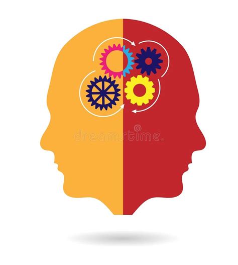 Colorful Human Heads With Gear Thinking Process Stock Illustration