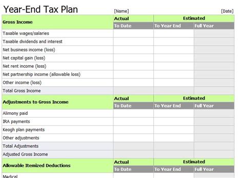 Excel Tax Return Workpapers Preparation Template