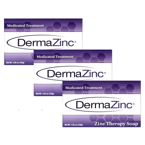 Dermalogix Dermazinc Zinc Therapy Medicated Treatment Bar Soap 3 Pack New Larger Size Bars