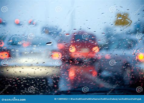 Car Driving in Rain and Storm Abstract Background Stock Photo - Image ...