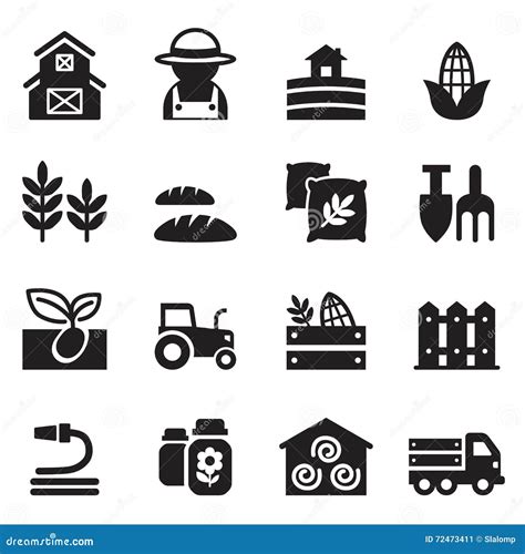 Agriculture And Farming Icons Set Stock Vector Illustration Of Crop