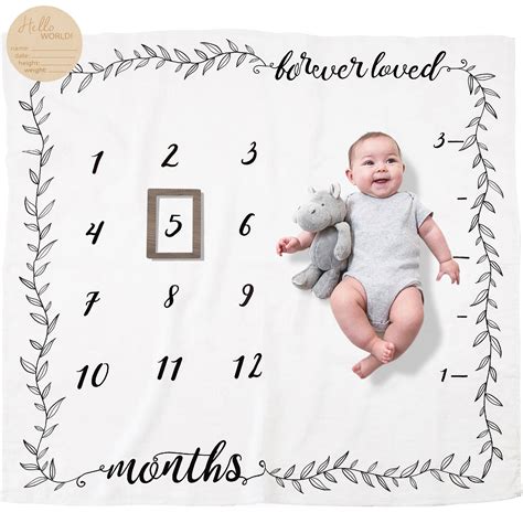 Organic Baby Monthly Milestone Blanket Gender Neutral Forever Loved