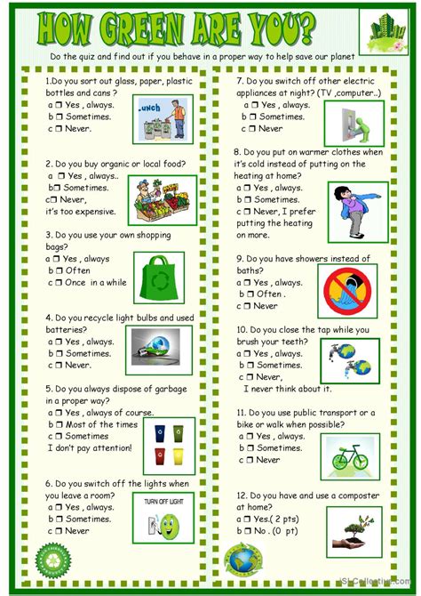 How Green Are You New Updated And English ESL Worksheets Pdf Doc