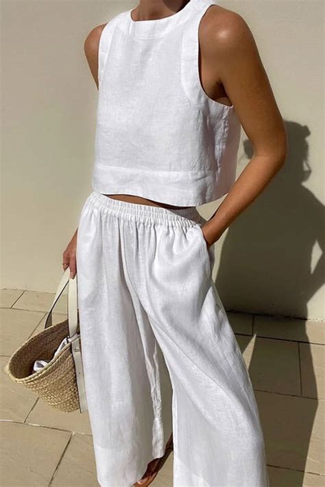 Davina Baumwollmischung Zweiteiliges Set White Casual Two Piece