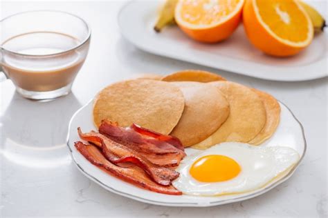 Premium Photo Healthy Full American Breakfast With Eggs Bacon And