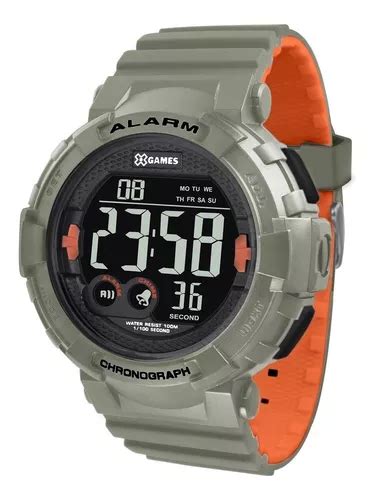 Reloj Digital X Games Xmppd532 Para Hombre Con Fondo Verde Negativo