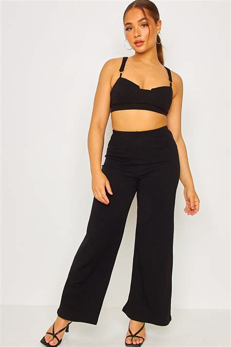 Ensemble Pantalon Crop Top Noir C Tel Brentiny Paris