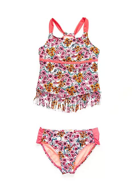 Jessica Simpson 2 Piece Floral Fringe Tankini Girls 7 16 Belk