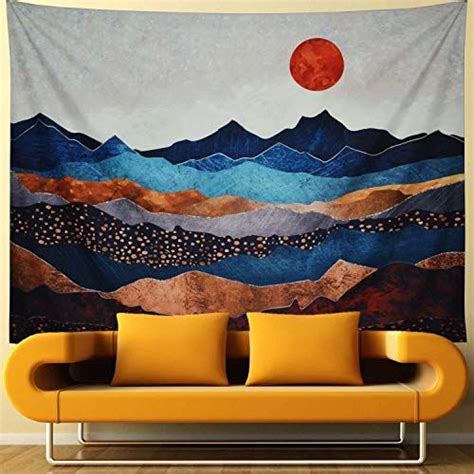 Amtoodopin Mountain Tapestry Sunset Tapestry Watercolor Nature