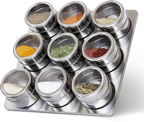 Srjmh Pcs Stainless Steel Spice Jar Tin Masala Spice Rack Container