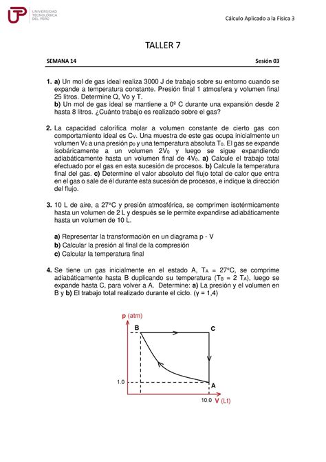 Taller de CAF 3 Cálculo Aplicado a la Física 3 TALLER 7 SEMANA 14