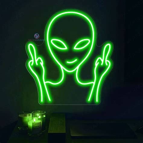 Alien Neon Sign Cool Alien Led Light Middle Finger Neon Sign Neon Signs Neon Neon Painting