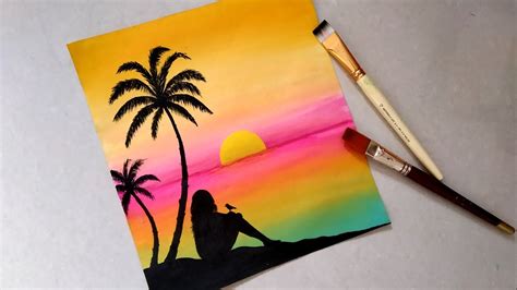 Sunset Beach Scene Painting Easy