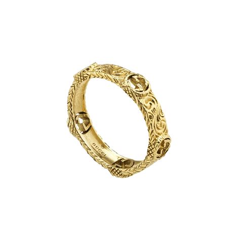 Gucci Gucci Interlocking 18ct Yellow Gold Textured Ring Ybc603608001