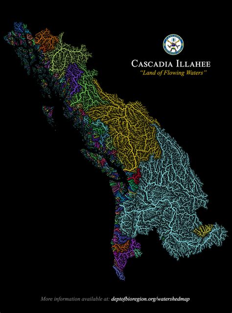 River Basin Map of the Cascadia Bioregion of North America — Cascadia Department of Bioregion