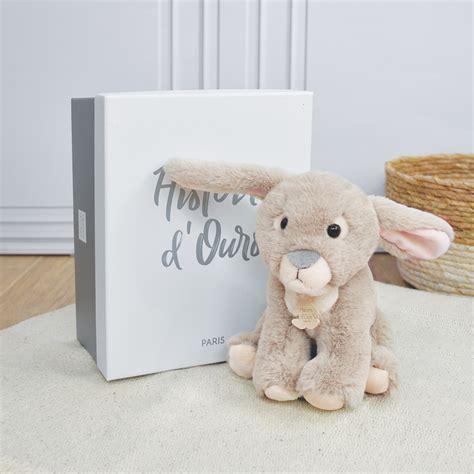 Peluche bébé Lapin Gris 23 cm Histoire d Ours