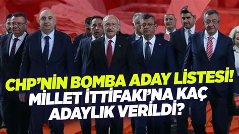 CHPnin bomba aday listesi Millet İttifakına kaç adaylık verildi