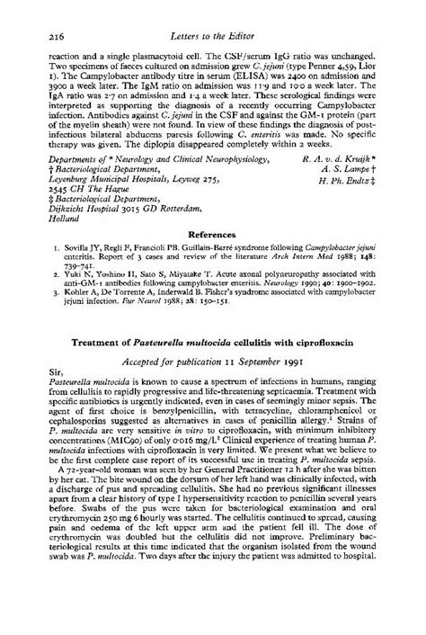 (PDF) Treatment of Pasteurella multocida cellulitis with ciprofloxacin - DOKUMEN.TIPS