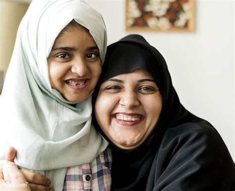 Smiling Portrait Of A Muslim Mother And A Daughter Premium Image By