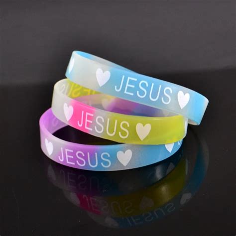 10x Heart Jesus Glow In Dark Silicone Bracelet Wristband Fashion Catholic Christian Religious